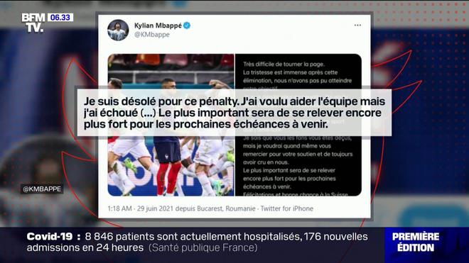 "J'ai échoué": Kylian Mbappé se dit "désolé" sur Twitter après son tir au but raté contre la Suisse