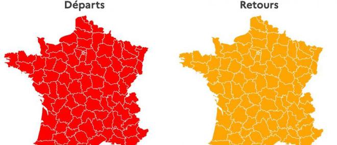 Départs en vacances - Le trafic s’annonce dense sur les routes de l’Hexagone ce week-end et tous les départements sont classés en rouge dans le sens des départs
