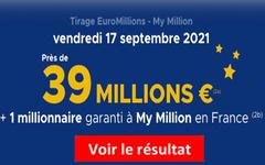 Résultat Euromillions et My Million tirage FDJ 17 septembre 2021 et gains
