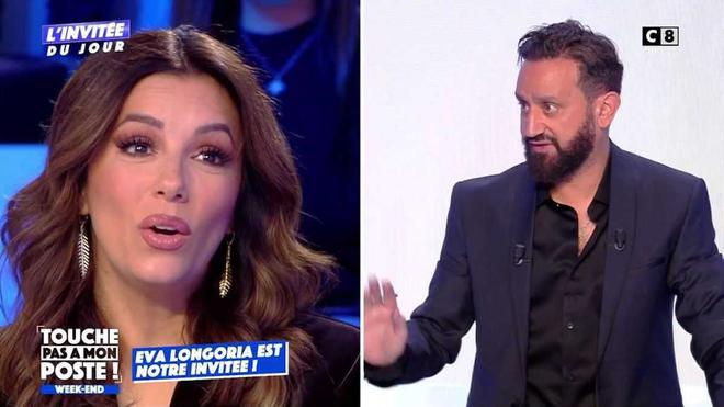 Eva Longoria sublime et renversante en robe fendue aux bras de Gims et Cyril Hanouna