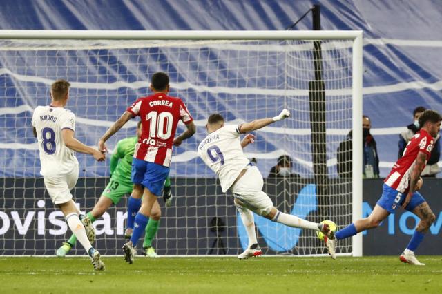 Foot - Espagne - Real - Le magnifique but de Karim Benzema avec le Real Madrid face à l'Atlético en vidéo