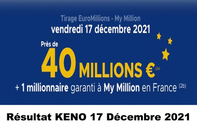 Résultat Euromillions et My Million du 17 décembre 2021 et grille des gains