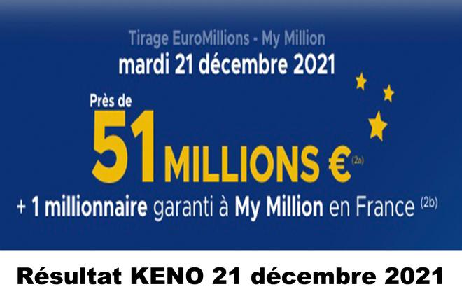 Résultat Euromillions et My Million du 21 décembre 2021 et grille des gains