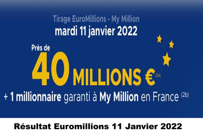 Résultat Euromillions et My Million du 11 janvier 2022 et grille des gains [En Ligne]