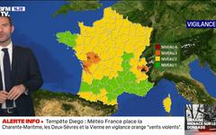 Tempête Diego: Météo France place la Charente-Maritime, les Deux-Sèvres et la Vienne en vigilance orange "vents violents"