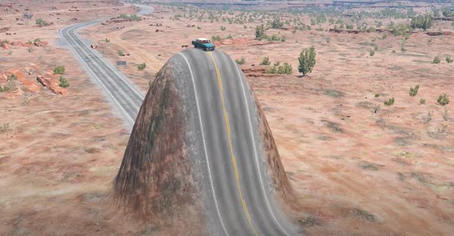 BeamNG.drive – des crashs de véhicules face à une énorme bosse sur la route [vidéo]