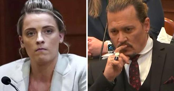 Johnny Depp semble regarder la sœur d’Amber Heard droit dans les yeux lors de son passage à la barre