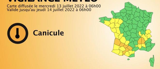 Météo-France place sept départements du Sud en vigilance orange canicule : La Gironde, le Lot-et-Garonne, le Tarn-et-Garonne, le Tarn, la Haute-Garonne, l'Ardèche et la Drôme - Jusqu'à 39°C dans le Sud-Ouest cet après-midi!