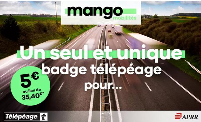 Bon plan Badge Télépéage Mango APRR à 5€ avec 12 mois de frais gratuits !