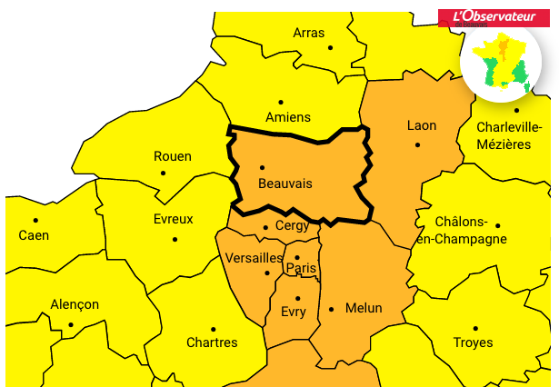 Beauvais-Oise : Alerte orange aux orages,  des vents entre 80 km/h et 110 km/h attendus