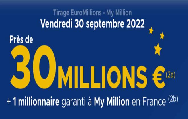 Résultat Euromillions 30 septembre 2022 tirage FDJ Midi et Soir [En Ligne]