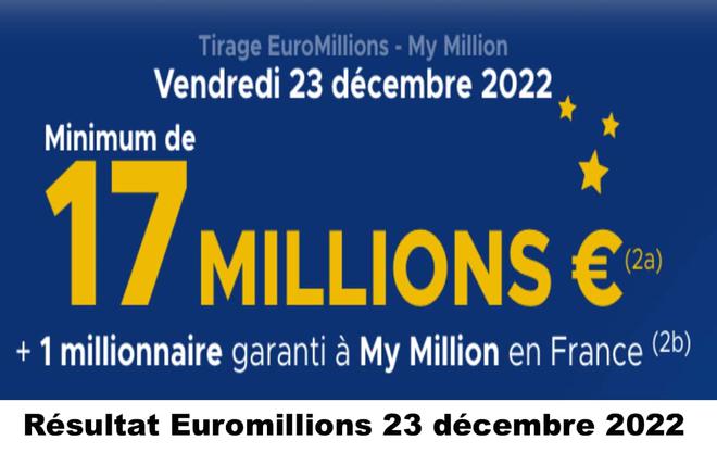 Résultat Euromillions 23 décembre 2022 tirage FDJ Midi et Soir [En Ligne]