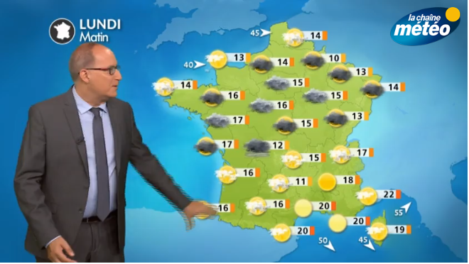 La météo du lundi 3 juillet : pluies éparses dans le Nord, temps sec dans le Sud