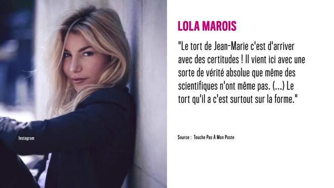 Non Stop People - TPMP : Lola Marois réagit aux propos polémiques de Jean-Marie Bigard